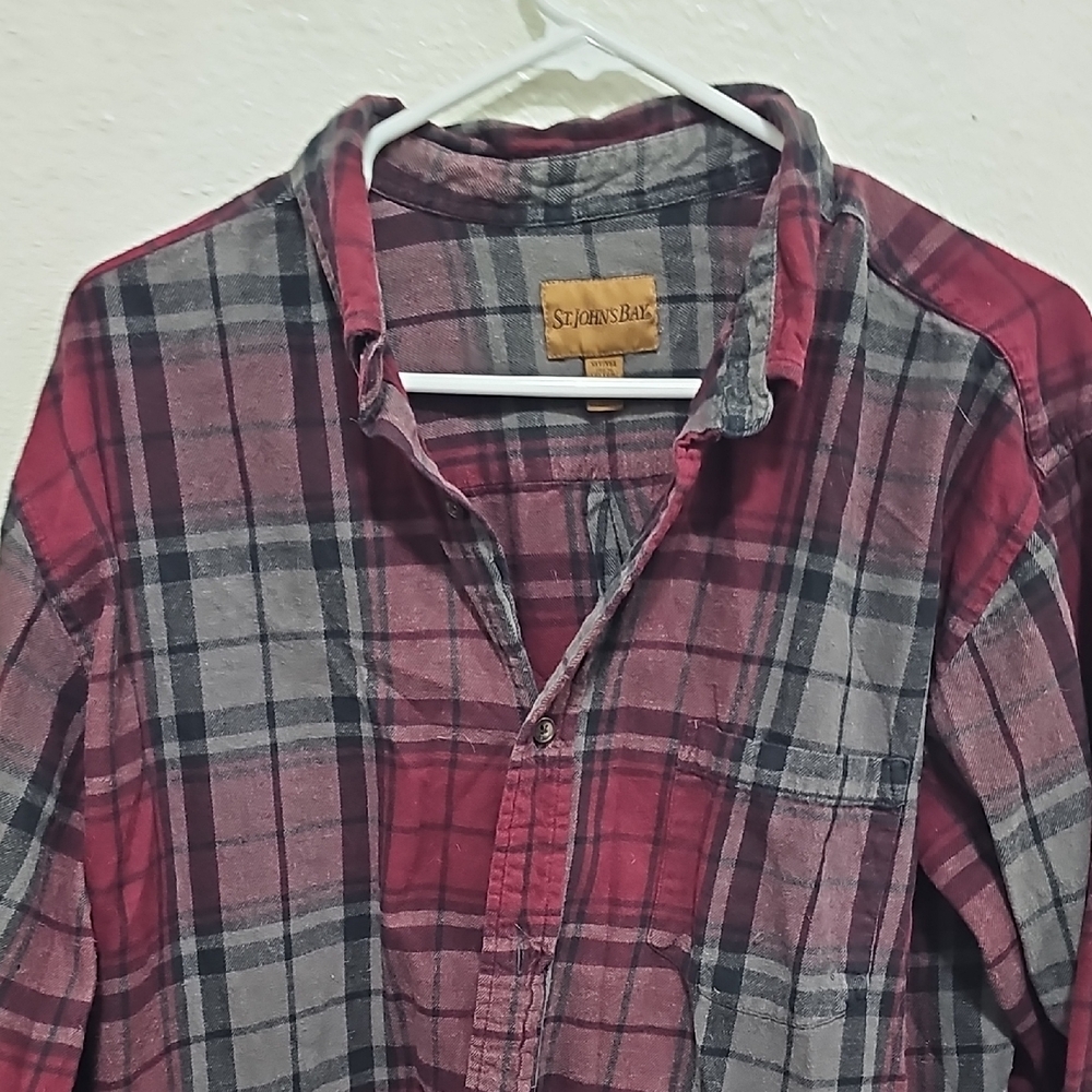 St John's Bay Red Casual Button Down Shirt
